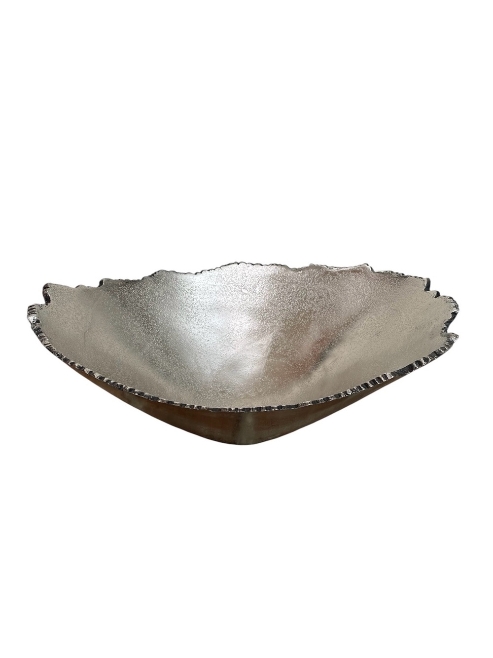 Hammered Metal Centerpiece Decorative Bowl Sculpted Edges  - 13”